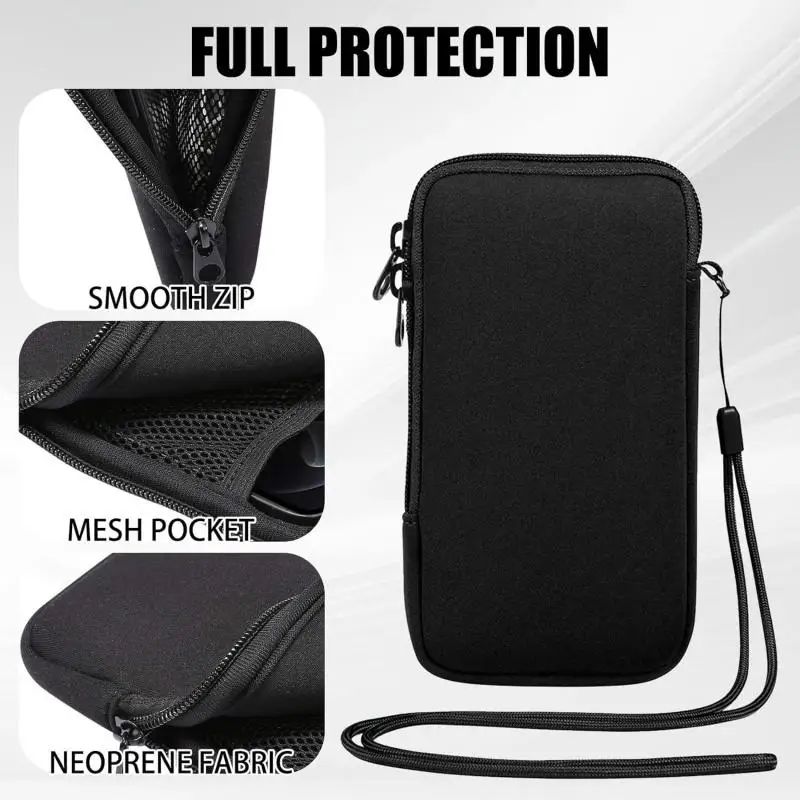 Universal Neoprene Mobile Phone Bag Zipper Solid Color Cellphone Storage Bag Portable Shockproof Travel Storage Pouch