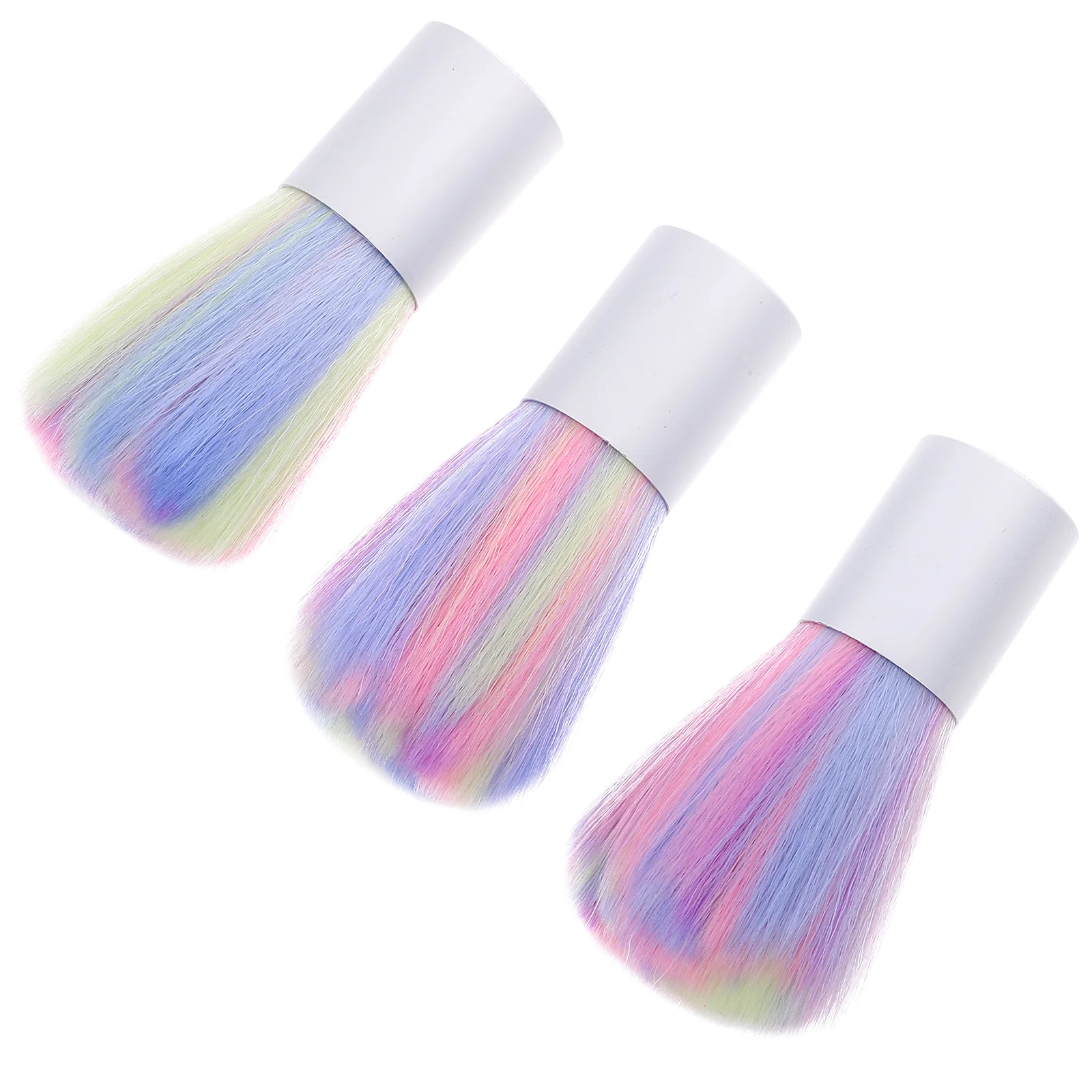 3 Pcs Duster Colorful Brush Handles Liner Aluminum Alloy Nail Buffing Cream Salon Supplies