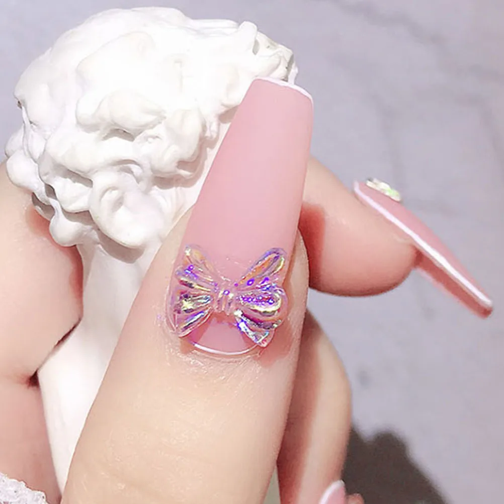 

80pcs Nail Art Ribbon Bow Butterflies Resin DIY Accessories for Manicure Adornment Girl Fashion Nail Decorations
