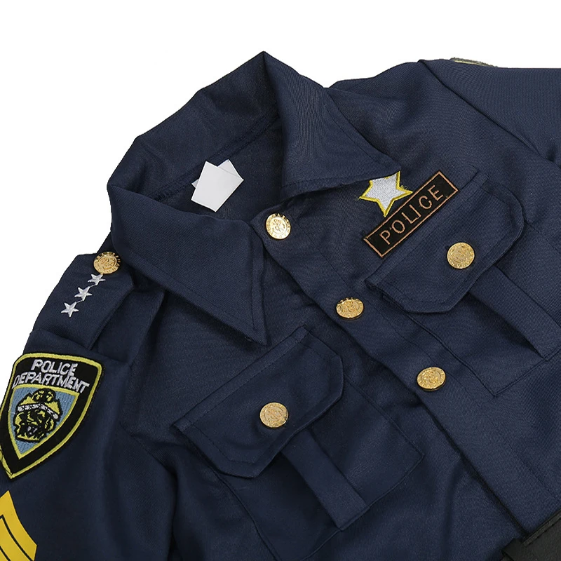 Traje de policial para crianças, Vestir América, Cosplay, Uniforme de Papel com Acessórios, Halloween, Meninos, Meninas