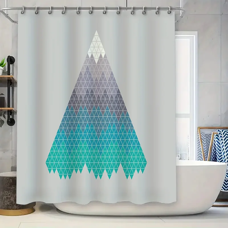 

Geometric Triangle Shower Curtain Abstract Modern Waterproof Bathroom Decor Set Liner