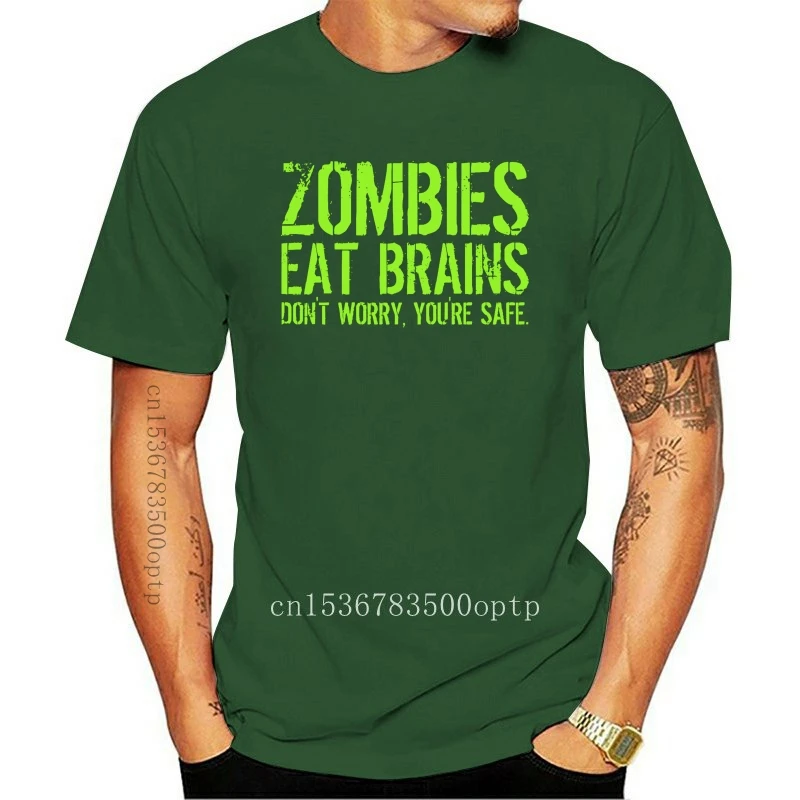 Camiseta con estampado de Zombies Eat Brains para hombre, Camiseta cómoda informal de manga corta, barata, venta al por mayor