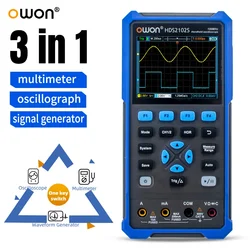 OWON HDS2202S HDS200 Series 3-in-1 Handheld Digital Oscilloscope Multimeter, 200MHz, 1GS/s, Dual-Channel Signal Generator Tester