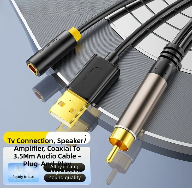 Coaxial to 3.5mm audio converter spdif audio cable TV audio home connection power amplifier