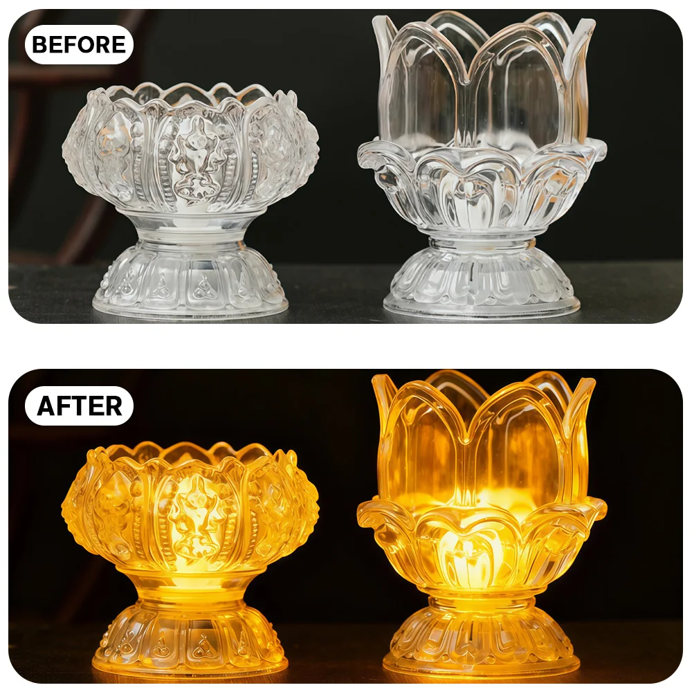 كريستال لوتس شمعة مصباح LED البوذية يقدم ضوء دخاني ليلة أبدية مصباح لوتس الشمعدان ديكور المنزل #1