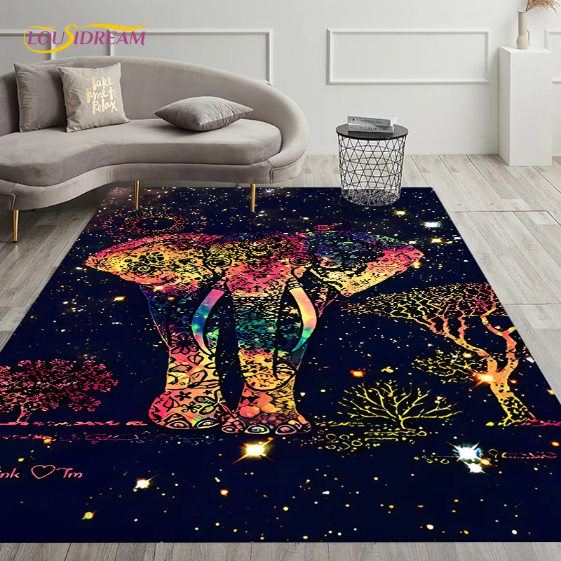 Neon Tribe Blowing Bubble Cute Elephant Carpet Rug for Living Room Bedroom Decorate,Doormat Kitchen Bathroom Non-slip Floor Mat