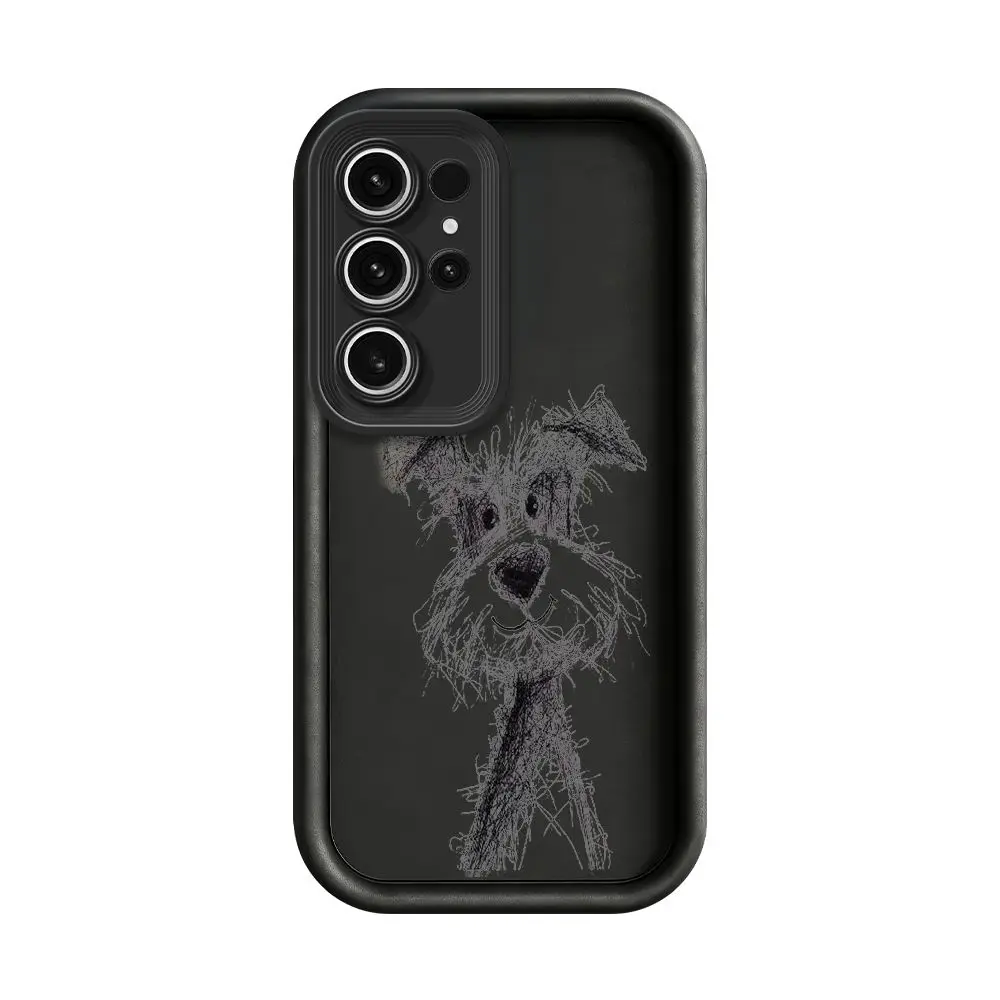 For Samsung S26 S25 S24 Ultra Plus FE A57 A56 A54 A37 A26 A17 A16 A07 A06 Cute Scribble Dog Sketch Art Anti Drop Soft TPU Cover