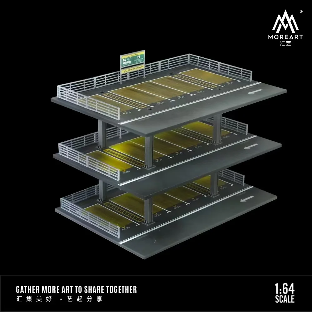 TimeMicro/ MoreArt 1:64 Three-storey steel frame car park model display scene