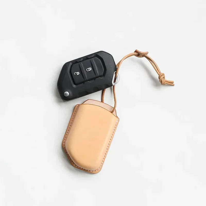 for Hjkl Handmade Vegetable Tanned Leather Key Bag Case for Jeep Wrangler JL New Design Key Holder Cover