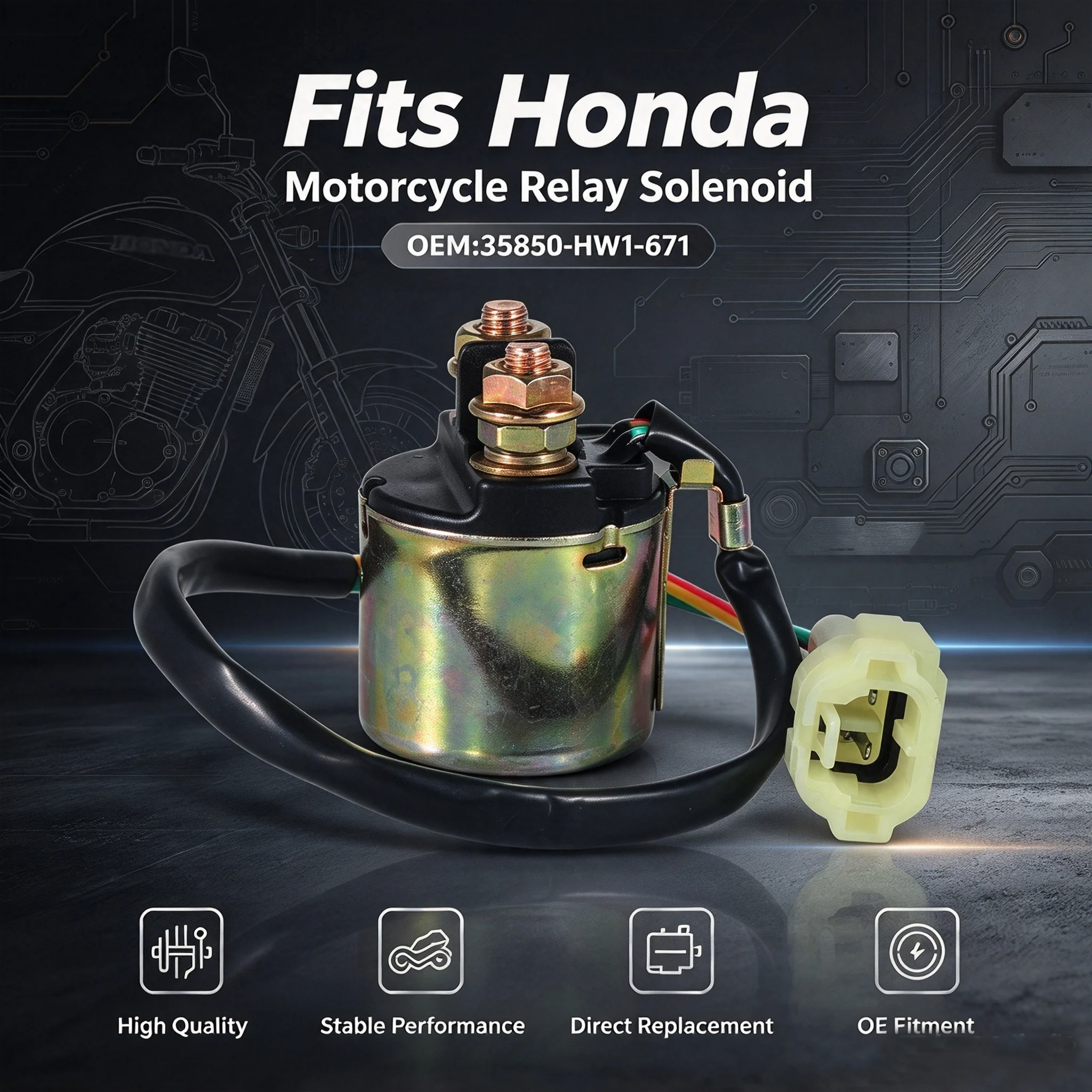 35850-HW1-671 Starter Relay Solenoid For Honda AquaTrax R12 F12 F15 R12X F12X F15X F12X GPScape F15X GPScape