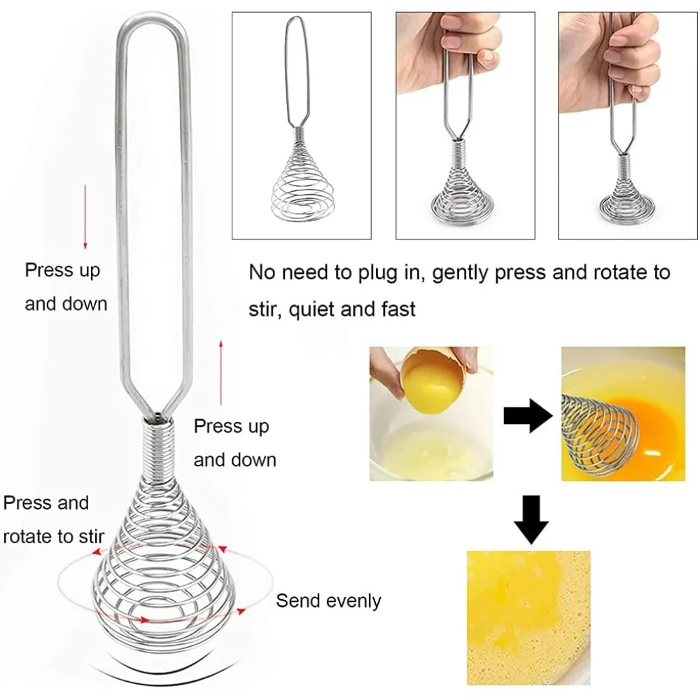 الفولاذ المقاوم للصدأ الربيع لفائف خفقت سلك سوط كريم خافق البيض المرق كريم خلاط يدوي أداة المطبخ اكسسوارات للخلط
