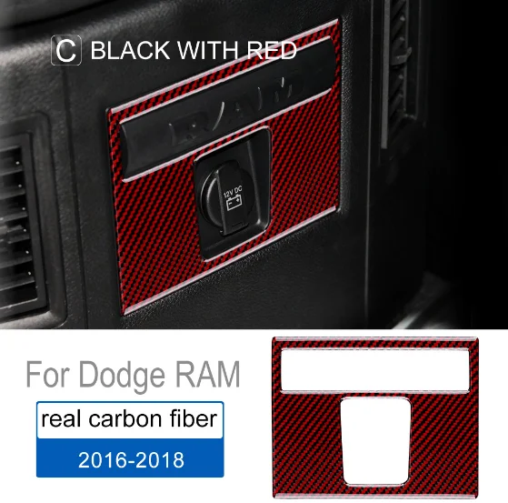 

Carbon Fiber Rear Center Armrest Cup Holder Frame 3/8PCS For Dodge Ram 2016-2018 Real Sticker Trim Interior Accessories Upgrade