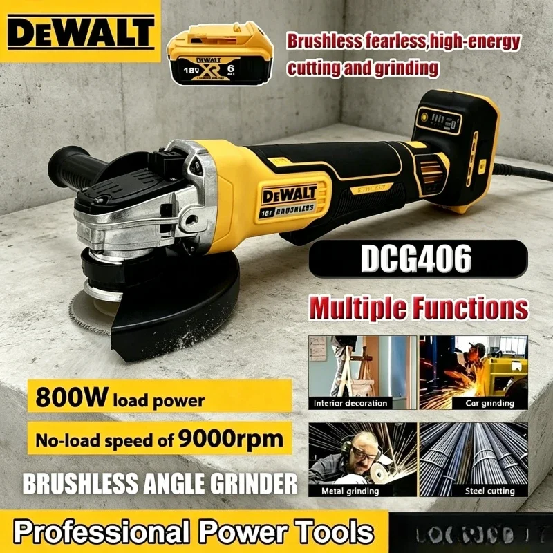 Dewalt DCG406 Power Tool 9000RPM Brushless Cordless Angle Grinder Rechargeable 125MM Cutting Machine Impact Polisher Machine