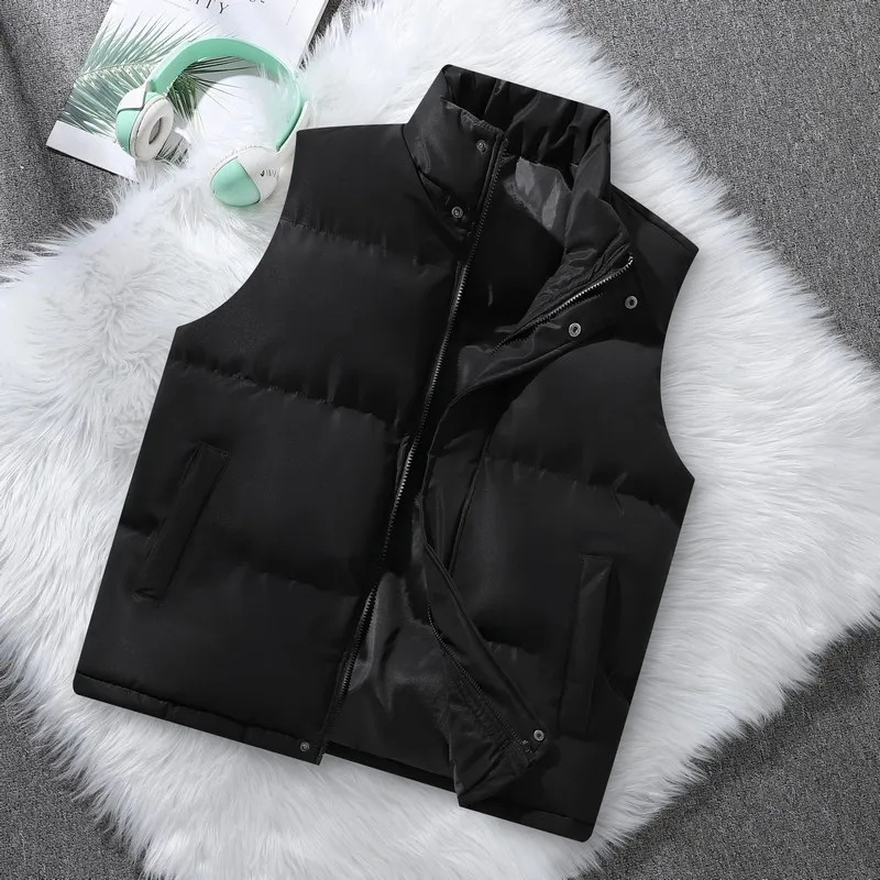 신상 면 조끼 남성용 다운 면 조끼 봄 가을 아우터 트렌디 조끼 따뜻한 코트 면 코트 남성용 조끼 면 코트