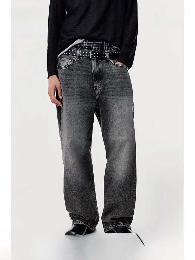 

Мужские джинсы H&M из хлопка, зимние, свободные, широкие, в американском стиле, модные, для активного отдыха, длинные брюки