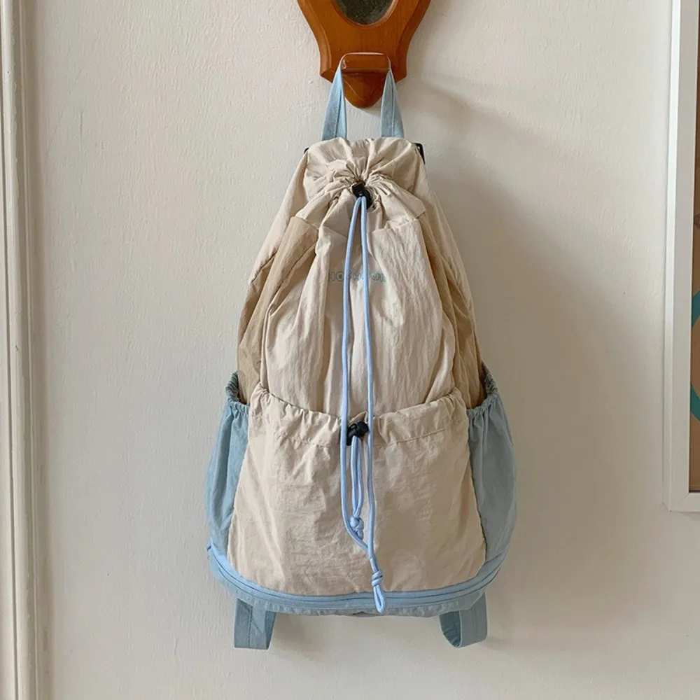 

Fashion Simple Drawstring Backpack Large Capacity Travel Nylon Shoulder Bags College Leisure Student Schoolbag Teenagers