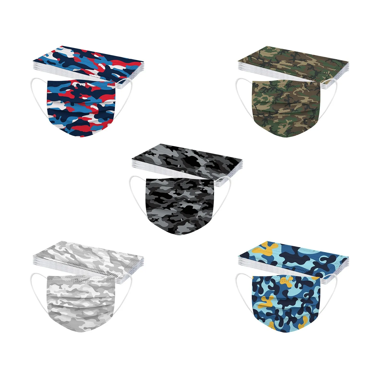 50 قطعة قناع للأطفال مطبوع عليه قناع للوجه يستخدم مرة واحدة، حلقة أذن صناعية ثلاثية الطبقات #2