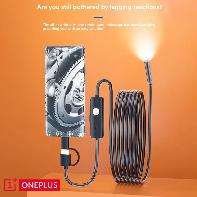OnePlus 7MM TYPE-C Endoscope Camera IP67 Waterproof 6 LEDs Adjustable Android Flexible Inspection Borescope Camera for Phone PC