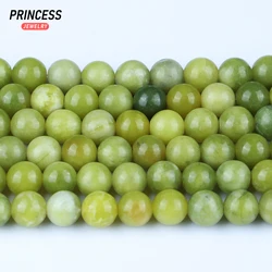 A+ Natural Green Southern Jade Jasper Loose Beads for Jewelry Making Bracelet Necklace Earrings DIY Accessories 4 6 8 10 12mm