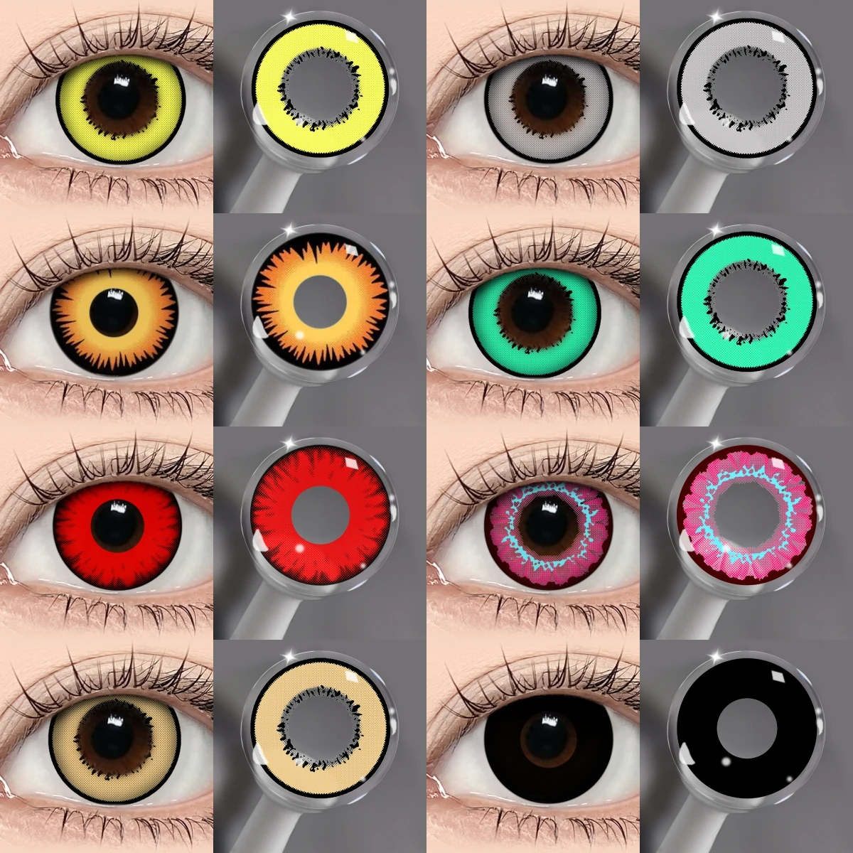 VISUASHOW Jährlich Austauschbare Kleinpupillen Kosmetische Farbige Kontaktlinsen 2 Stück Koreanische Weiche Farblinsen Halloween Cosplay Make-up