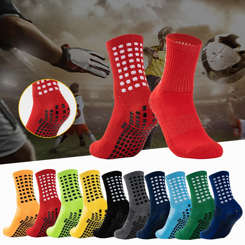 New Football Socks Men and Women Sports Socks Non-slip Silicone Bottom Soccer Basketball Grip Socks