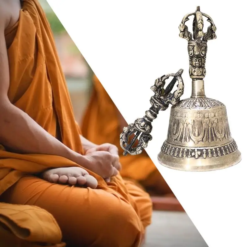 Meditation Bell And Dorje Set Handmade Dharma Objects Bell Hand Meditation Bell campane di preghiera Dorje Dharma Objects Bell Home