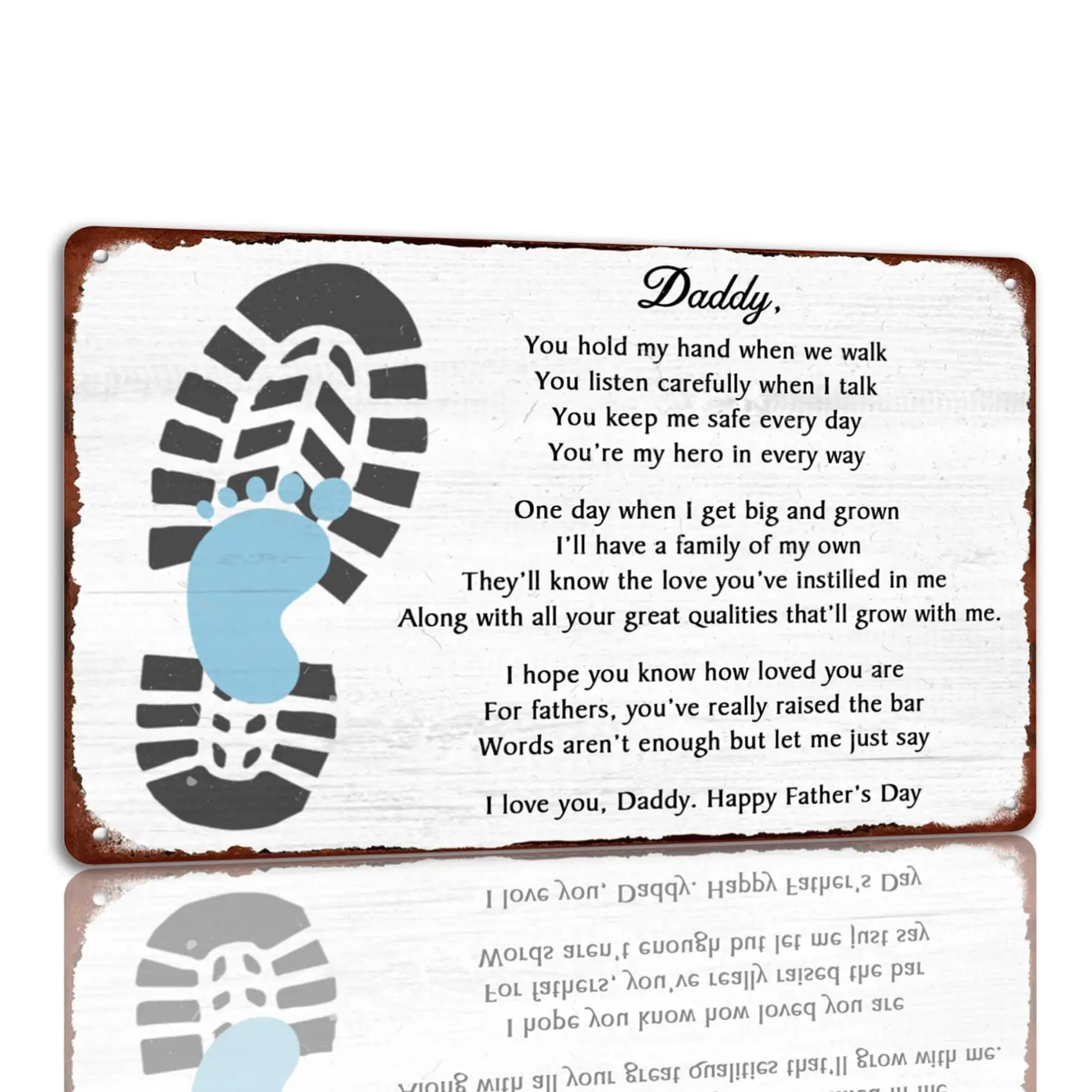 Daddy's Footsteps Metal Sign Father's Day Tin Sign Vintage Sentimental Father's Day Wall Art Gift For Dad 8x12 Inch