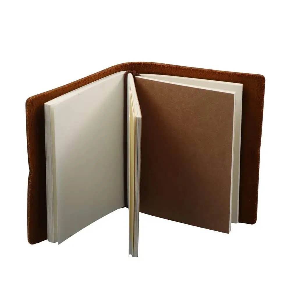Portable Writing Cowhide Cover Sketchbook Handmade Leather Traveler Notebook Sketching DIY Diary Notebook Scrapbook