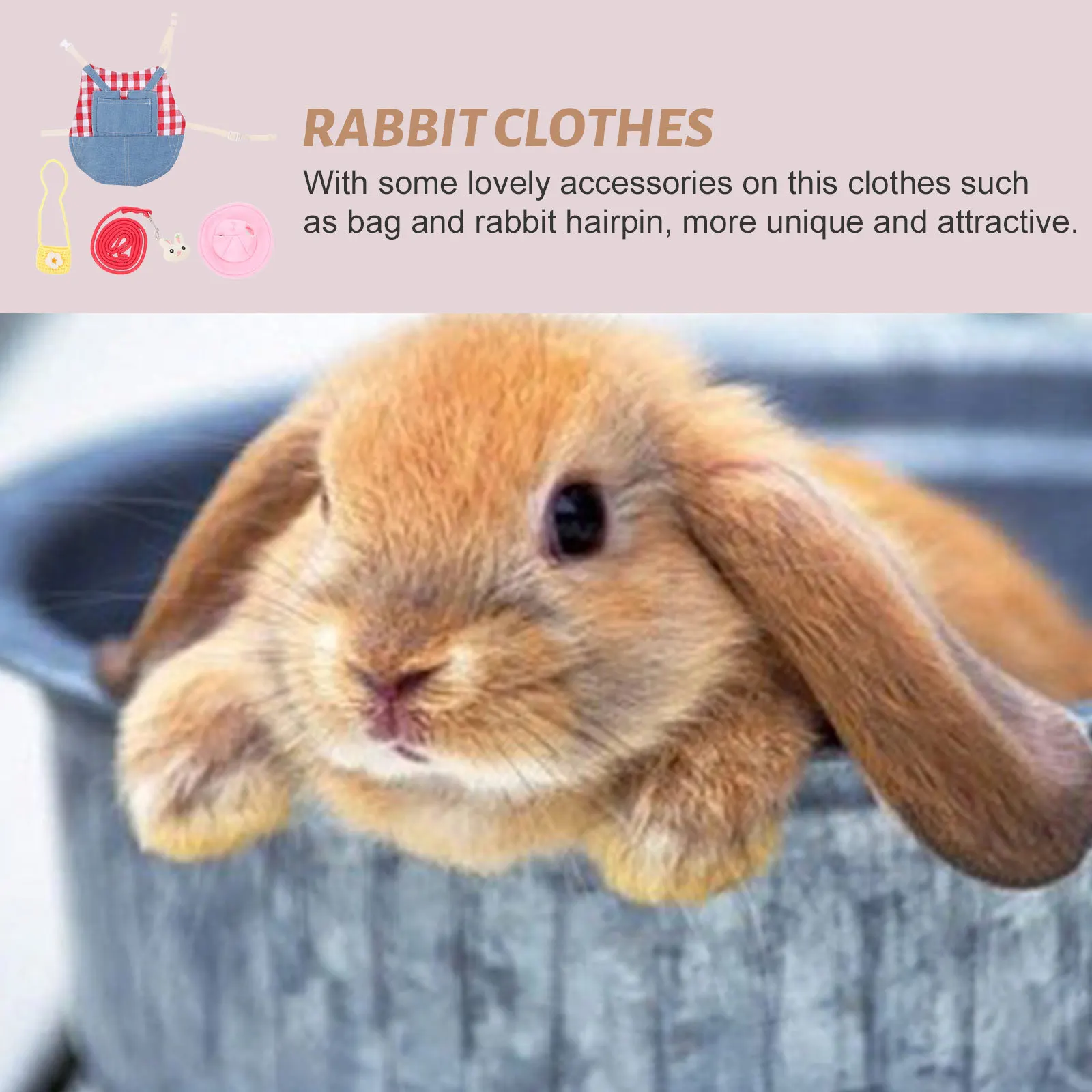 

1Set Pet Rabbit Clothing Bunny Costume Rope Leash Small Animal Outdoor Indoor Outfit Rabbit Clothes