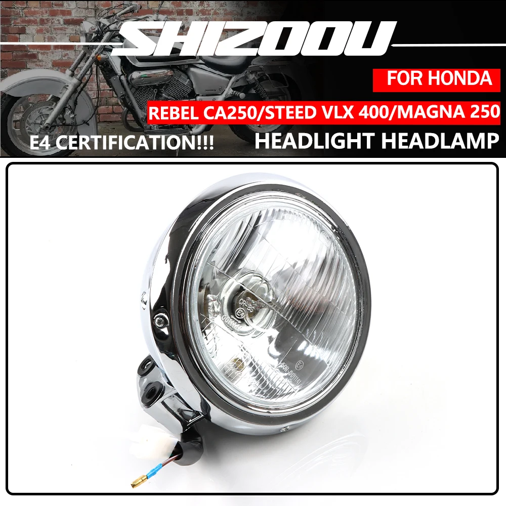 Faro redondo cromado Retro para motocicleta HONDA Rebel CMX CA 250 CA250 Magna 250 750 Steed 400 600, faro delantero de 12V