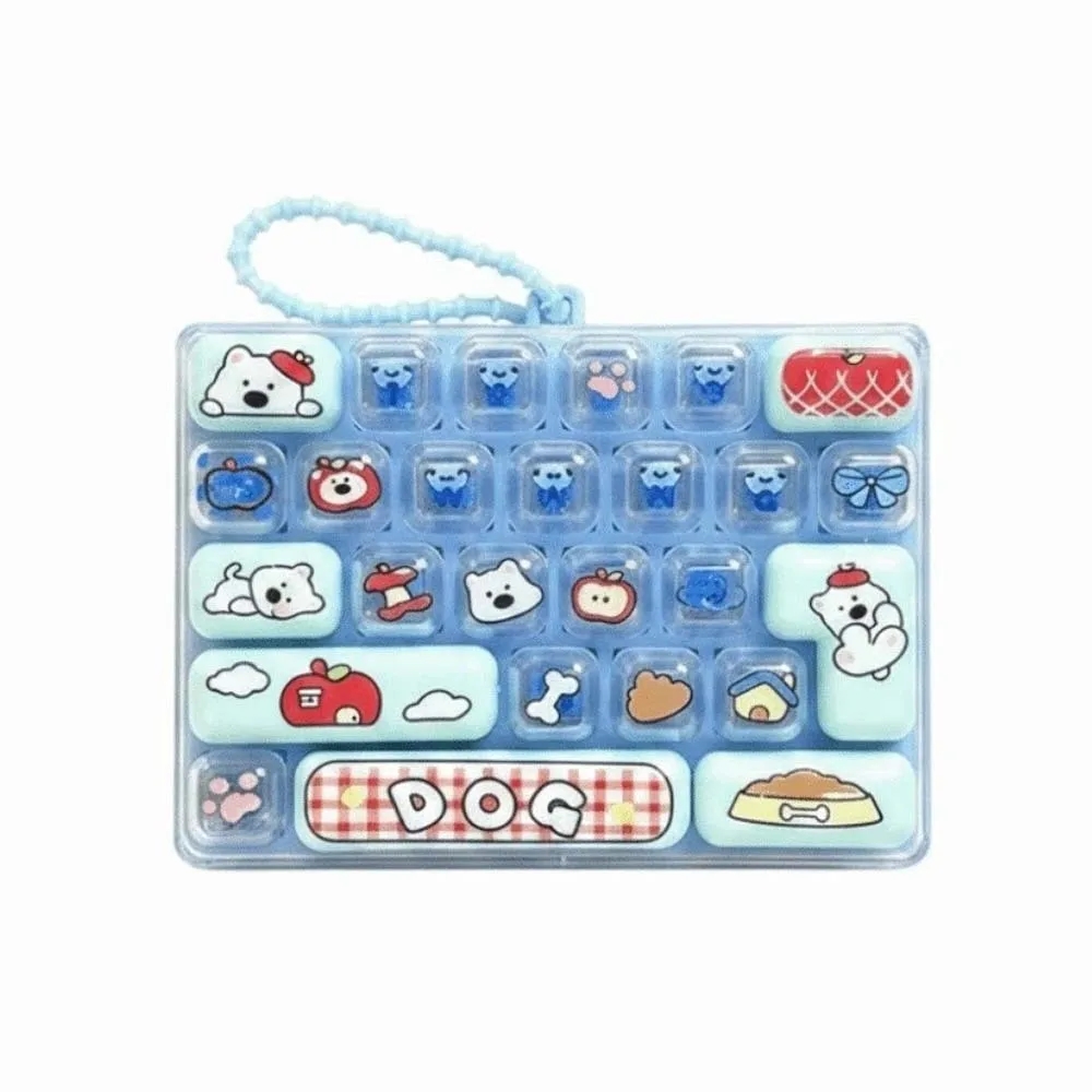 26 Keys Layout Keyboard Fidget Cute Cartoon Lightweight Mechanical Keycap Clicker Durable Colorful Fingertip Focus Study Break
