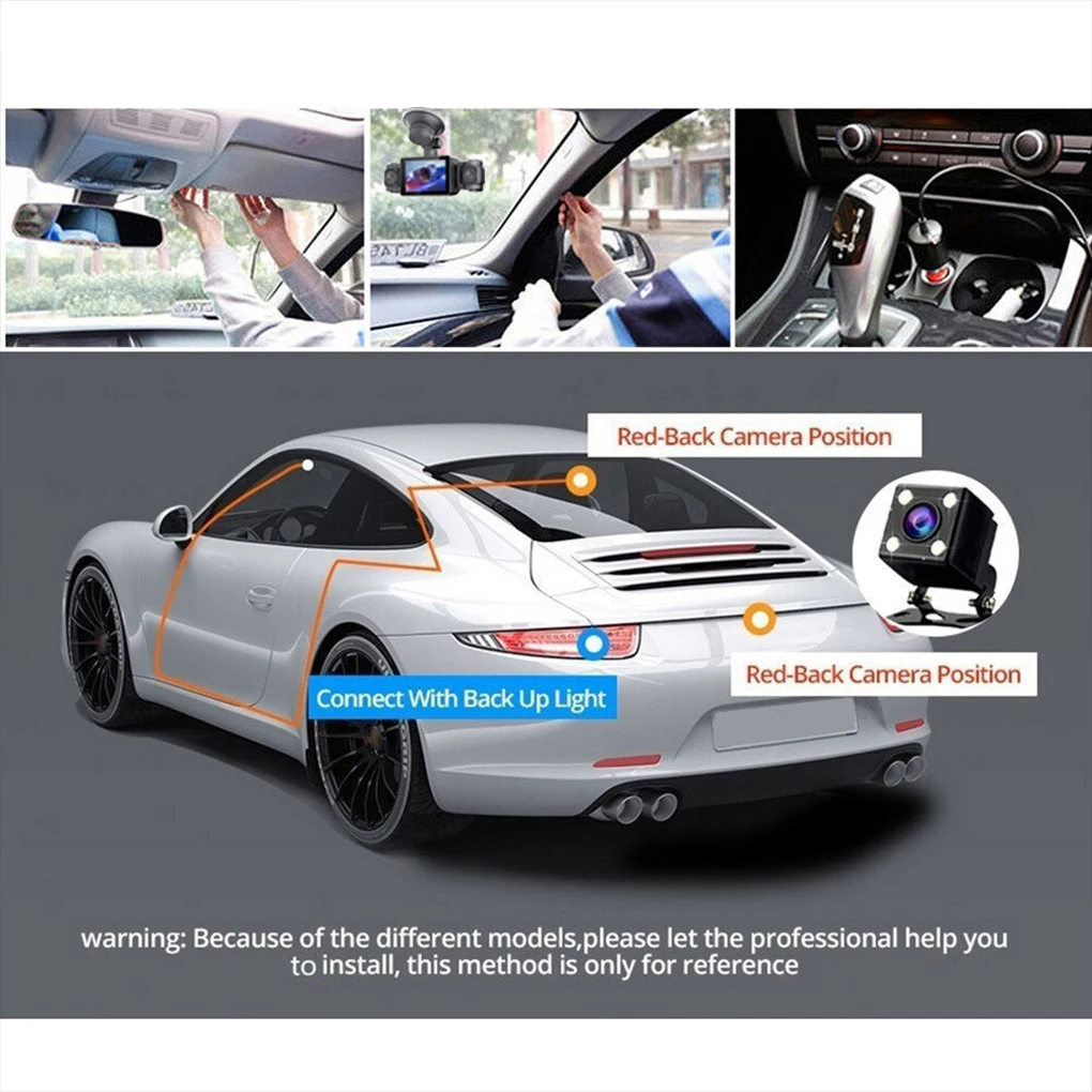 سيارة داش كام أسود أربعة عدسة صندوق كاميرا القيادة FHD 1080P الجبهة اليسرى اليمنى الخلفية G-الاستشعار للرؤية الليلية حلقة تسجيل