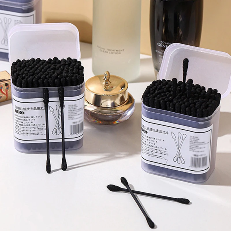 Coton-tige en spirale 2 en 1 à Double tête, 100 pièces, cuillère de nettoyage des oreilles jetable, élimination des points noirs, choix de coton, fournitures de soins de beauté