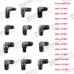 AN3 AN4 AN6 AN8 AN10 AN12 Male Flare To NPT Adapter 90 Degree Tube Hose Fitting