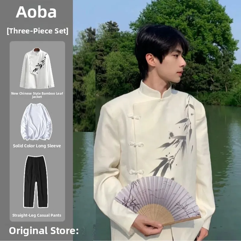 

Новый мужской свадебный костюм в китайском стиле, белый, с подплечниками, дизайнерский, весна-осень, премиум-класса, на заказ, комплект смокинга