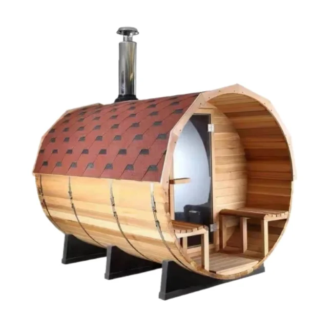 

STLFSolid Wood Barrel Sauna Room, Suitable for Villa Outdoor Home Traditional Stove Heating