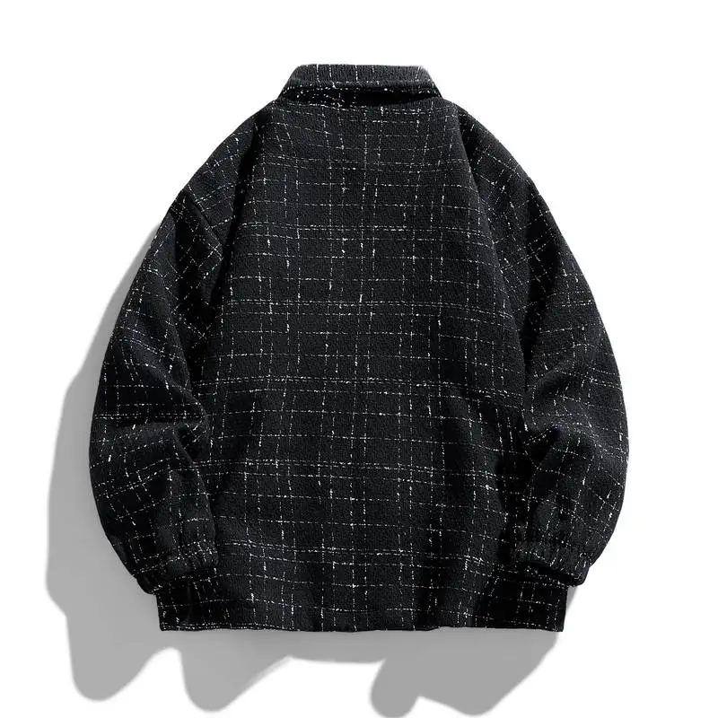 Autumn Winter Plaid Jackets Casual Warm Coats Korean Fashion Jacket Men Hip Hop Street Wear Men's Clothing Top Outwear