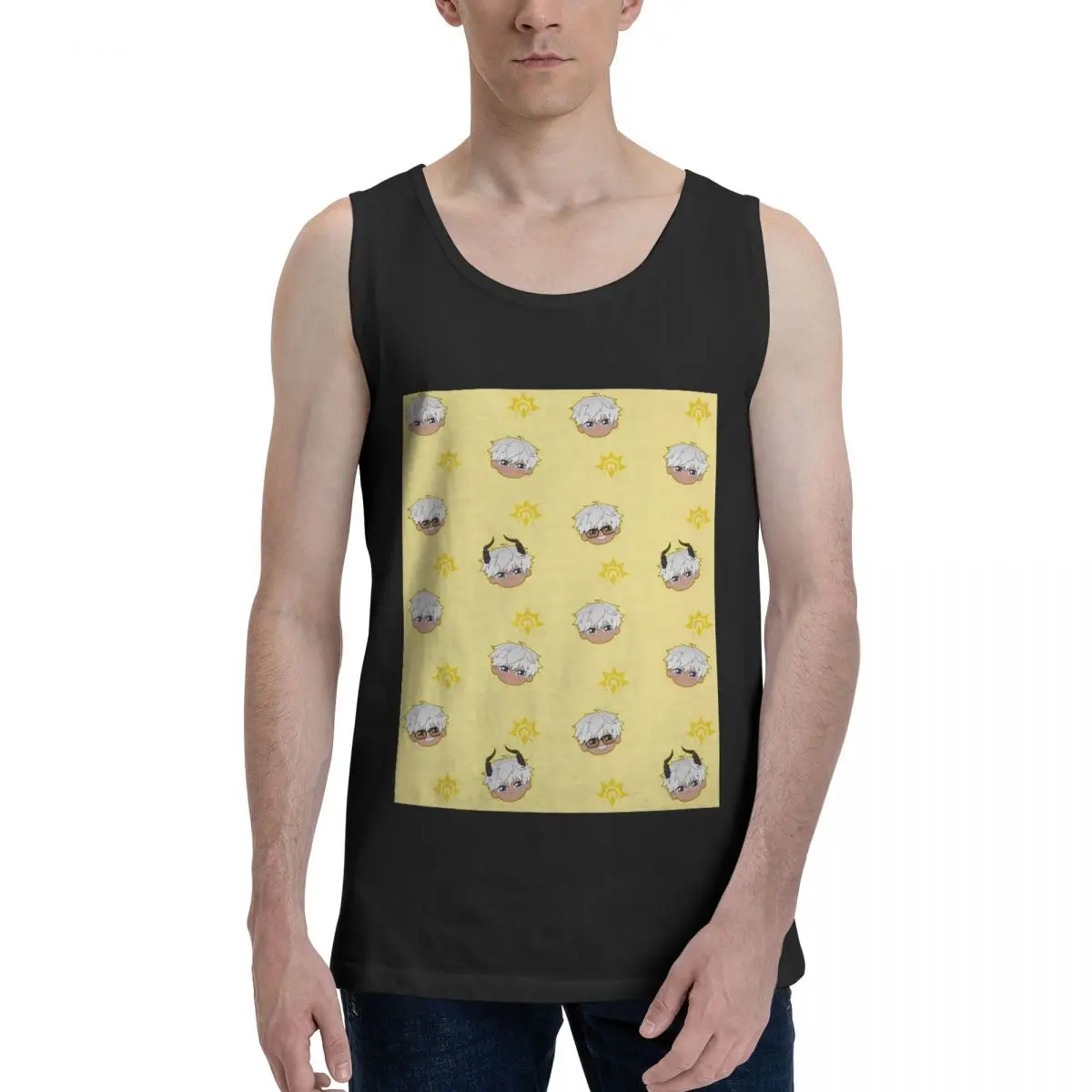 Obey Me - Mammon Pattern 100% Cotton Men's Sweatshirt Vest Sleeveless Clothing Tees Men Tank Tops T-shirt