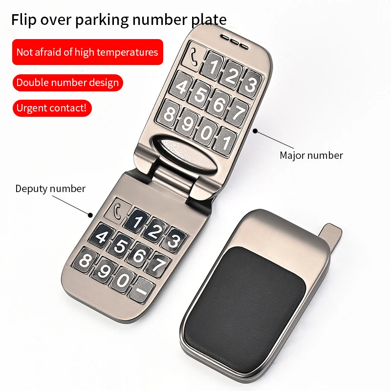 Creative Temporary Parking Car Phone Number Metal Clamshell Concealed Mobile Phone Plate Card Phone Number Display for Car