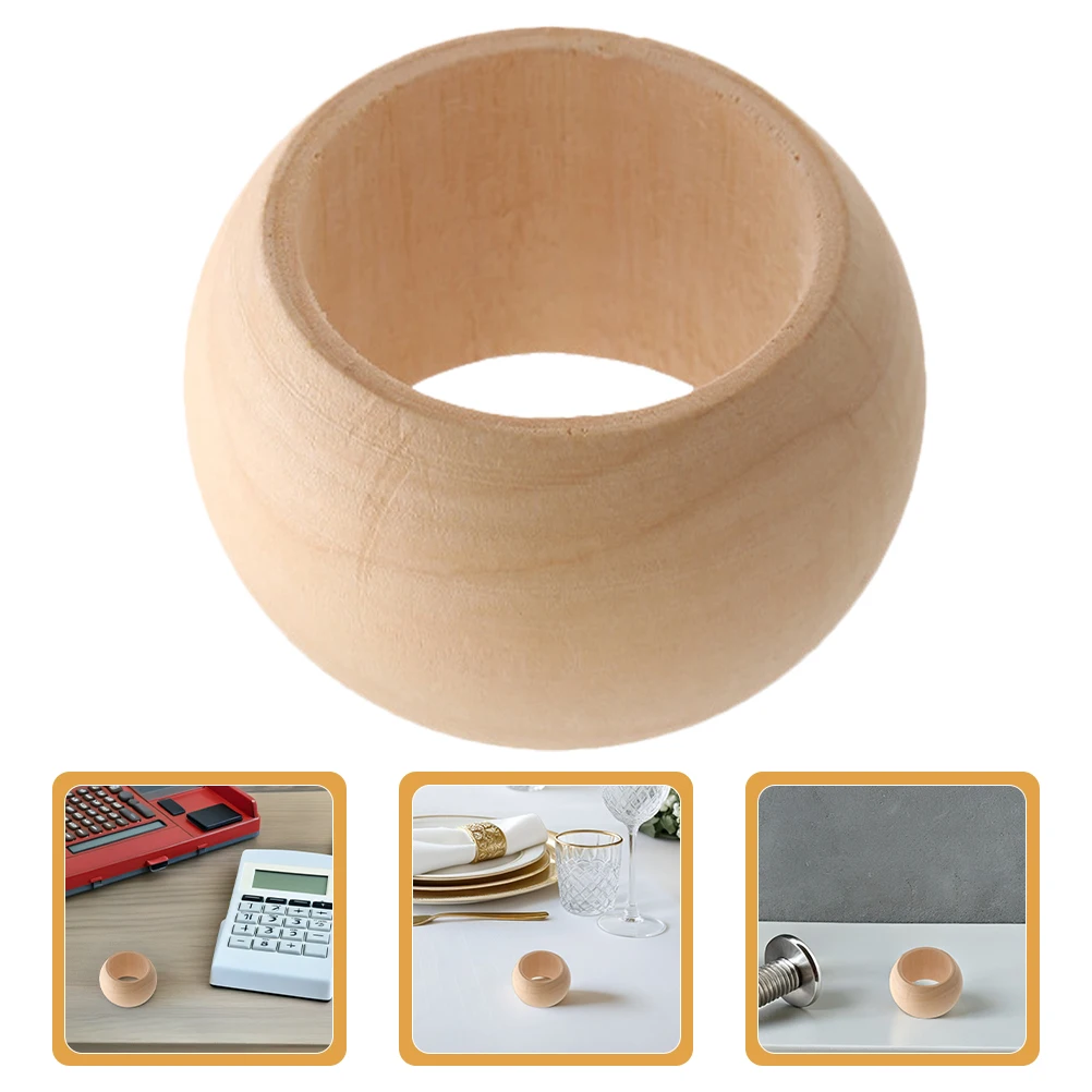 

12pcs Wooden Napkin Rings Natural Wood Serviette Holders Elegant Coastal Style Dining Table Decorative Tabletop Accessories For
