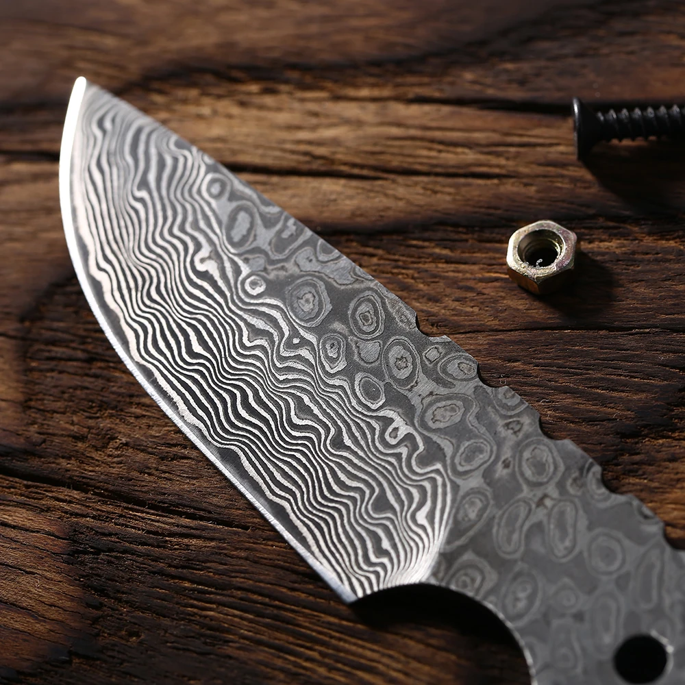 Integral Damascus steel blank blade Fixed Blade pocket knife blanks Outdoor knife Personalised customised knife making supplies