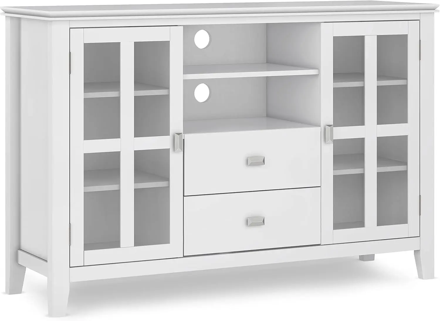 53 Inch Wide Contemporary TV Media Stand in White for TVs up to 60 Inches, For the Living Room and