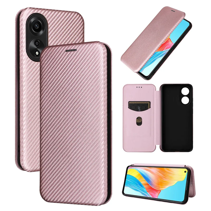 For OPPO A78 4G CPH2565 Case Luxury Flip Carbon Fiber Skin Magnetic Adsorption Case For OPPO A78 4G Protect Phone Bags