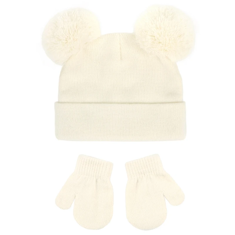 Baby Autumn Winter Warm Knit Hat & Gloves Set Unisex for 0-12 Months Infants top quality image 2