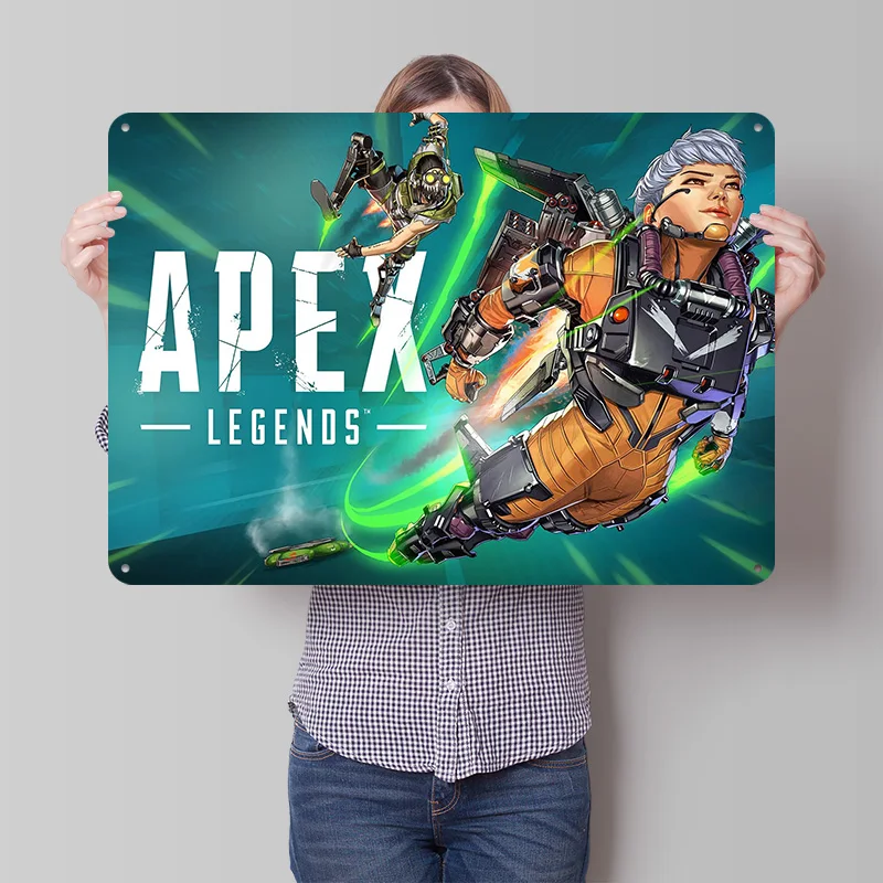 Apex Legends Characters and Logo 3D Texture Printed Poster Custom Vintage Metal Tin Plate Sign for Wall Art Room Decor Wand Deko