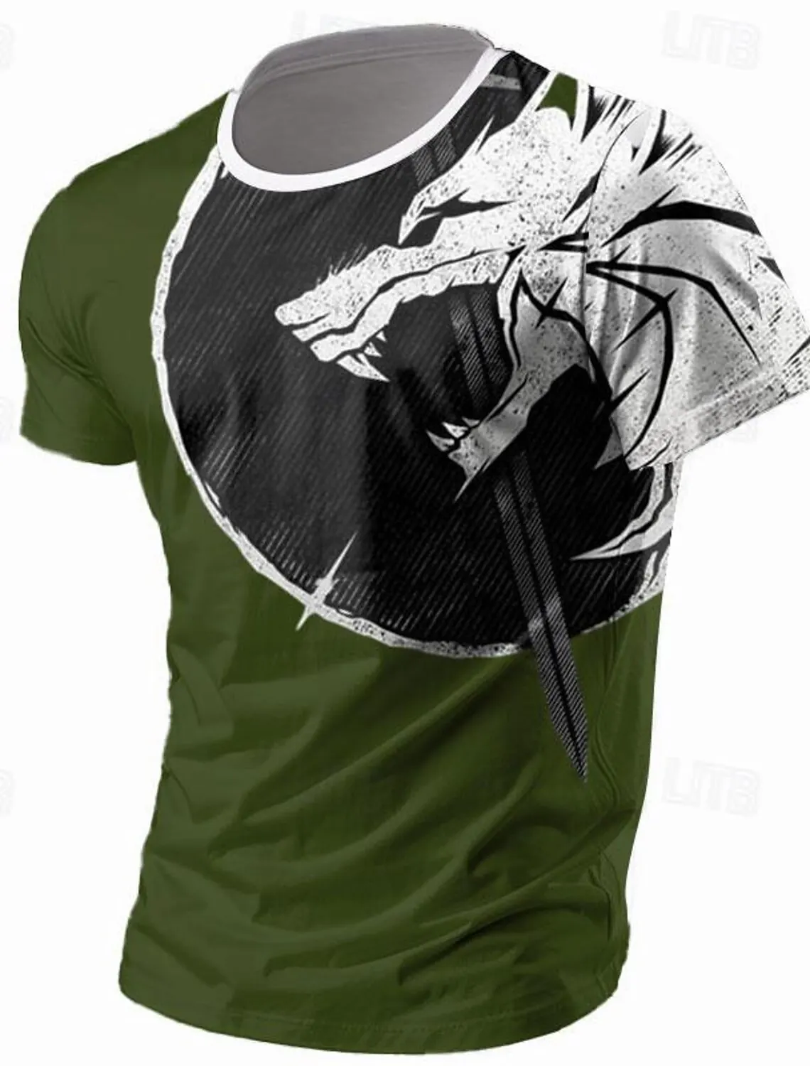 Men's 3D printed casual summer round neck casual dragon printed T-shirt loose colored printed neutral casual fashion trend top