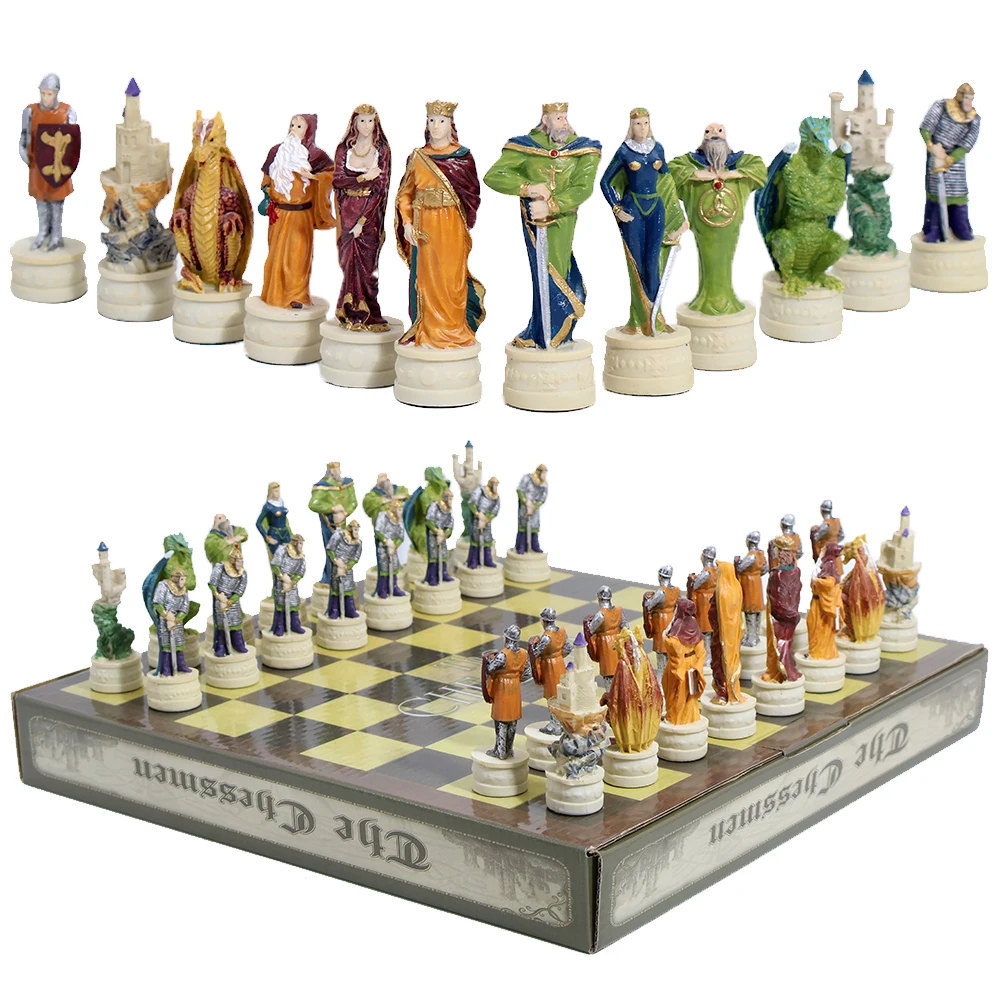 Yearbook Board Game Theme - Medieval Dragon Knight Fantasy Chess Set,
