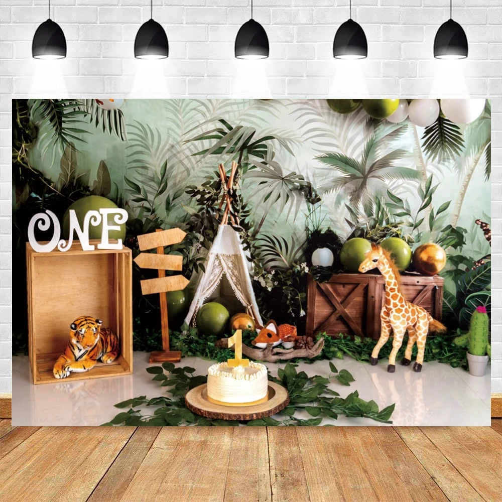 Jungle Safari Farm Animals Party Backdrop for Photography Newborn Baby 1st Birthday Decor Kids Portrait Background Photo Studio