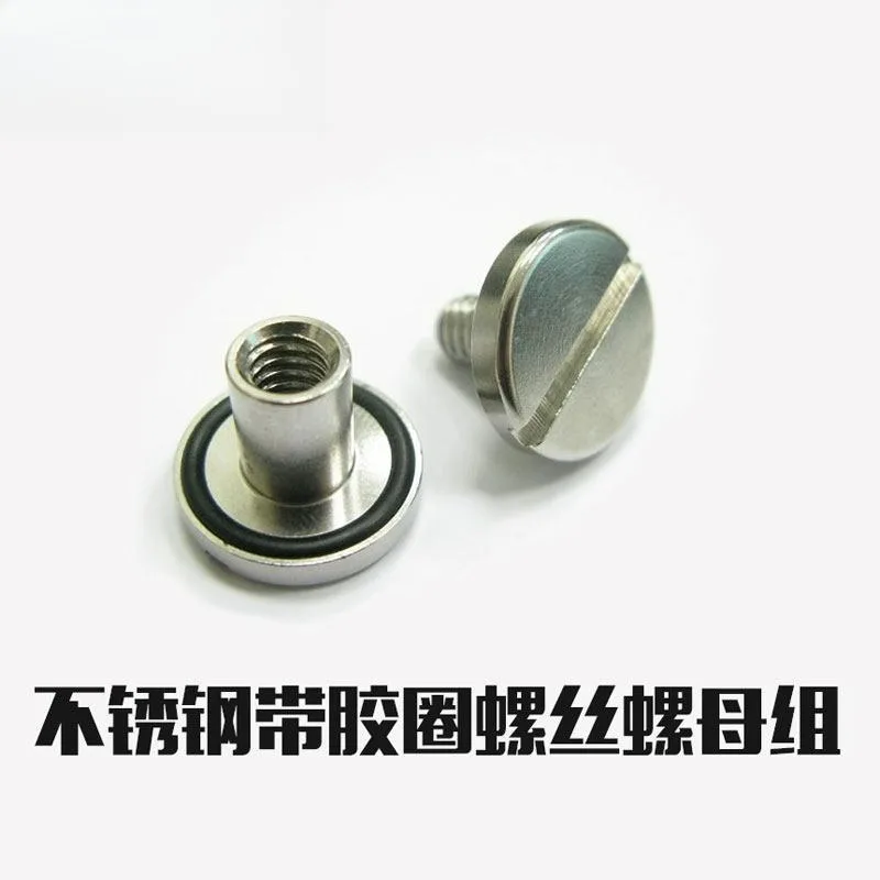 2pcs Stainless Steel Screw Nut Set for Diving BC with Rubber Ring
