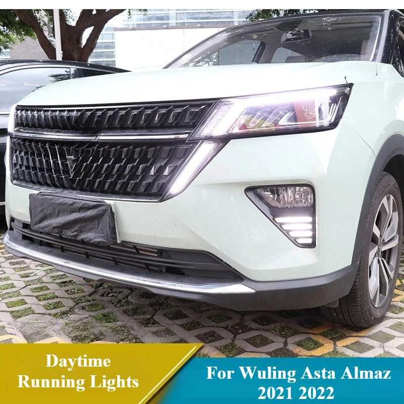 For Wuling Asta Almaz 2021 2022 2Pcs Led Daytime Running Lights Mustang Models Dynamic Turn Signal DRL Front Bumper Fog Lamp